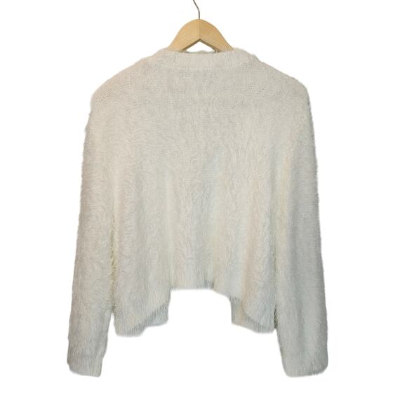 Charlie Paige NWT White Eyelash Soft Open Cropped Cardigan‎ Sweater Size L/XL - Picture 4 of 10